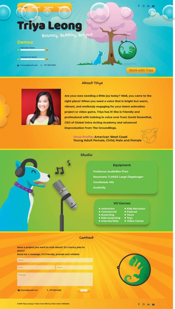 Voice Actor Web Design Websites for Voice Over Talent Voice-Over-Portfolio-Triya-Leong